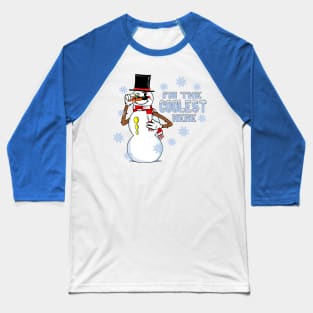 Cool Snowman Funny RubberHose Retro Winter Cartoon Baseball T-Shirt